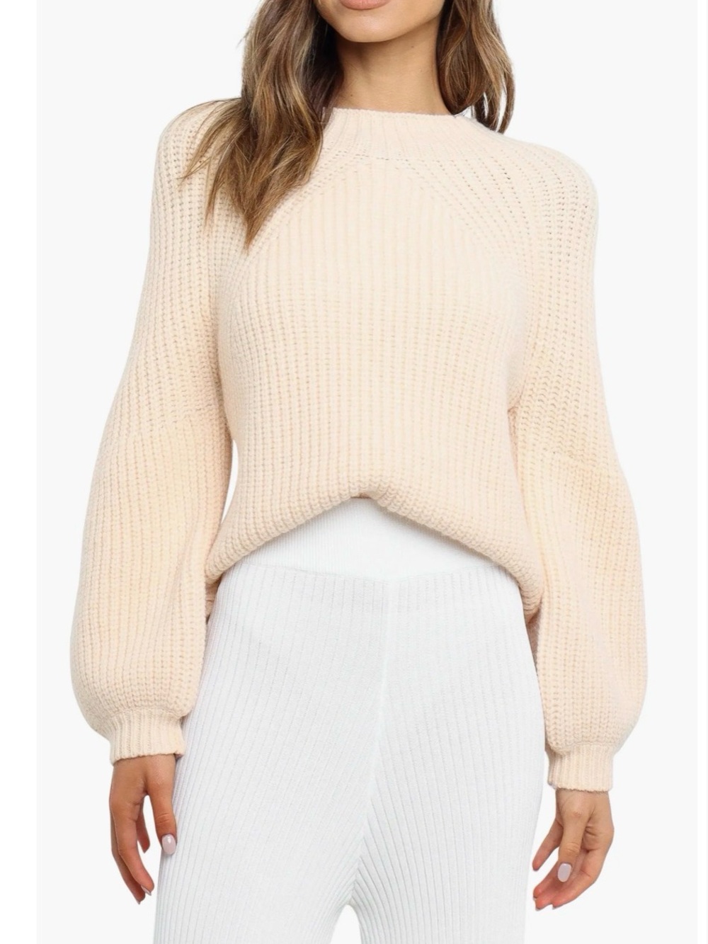 Petal & Pup Cream Balloon Sleeve London Blouson Sleeve Sweater M/L